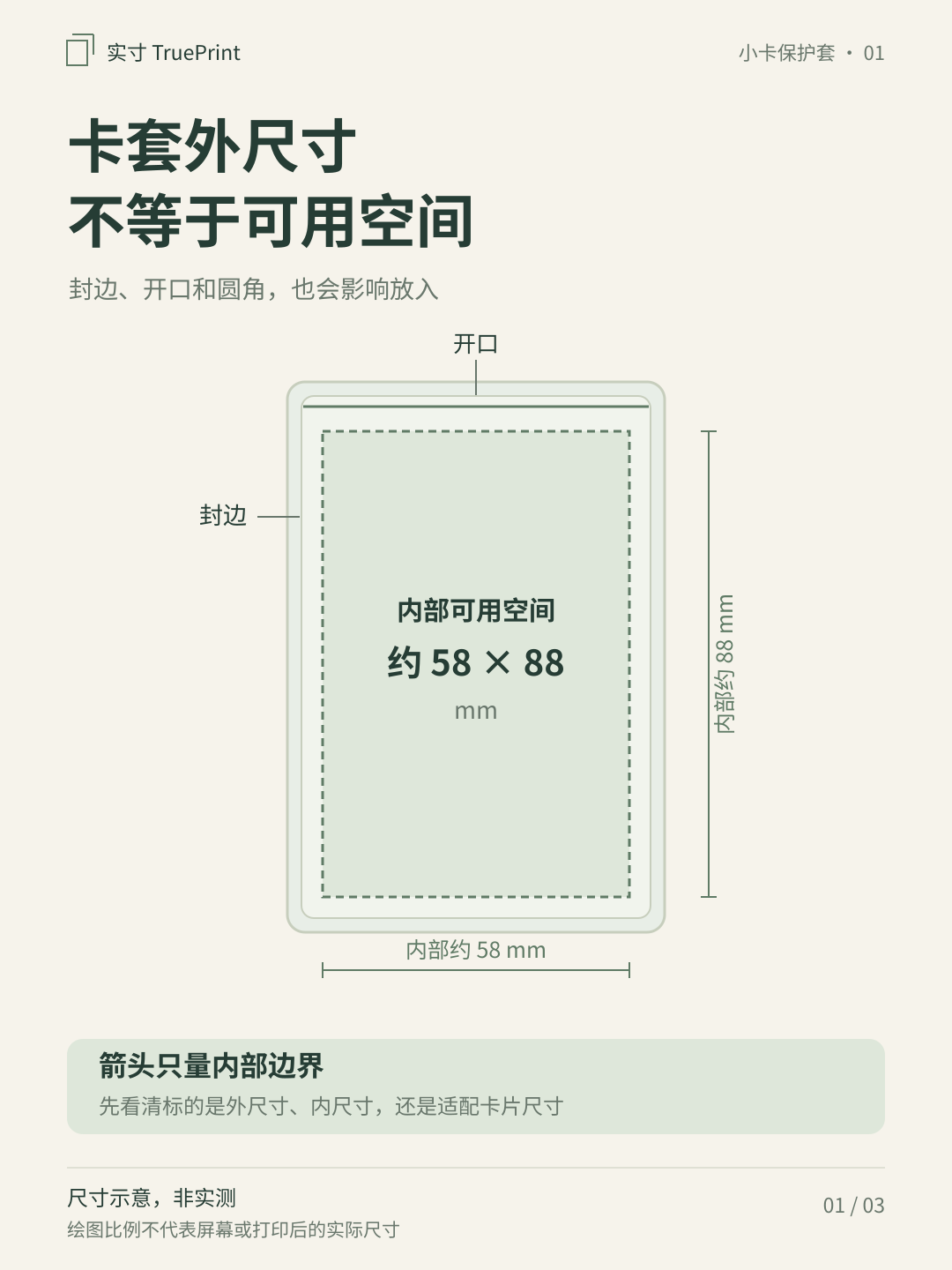 先量卡套内部空间,尺寸示意,非实测